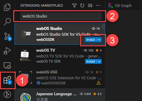 Installation steps for webOS Studio