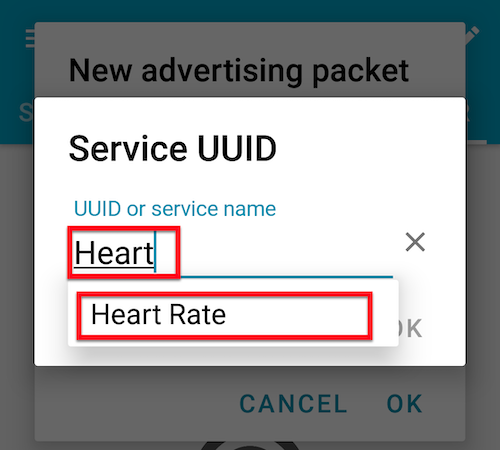 Set up service UUID for heart rate