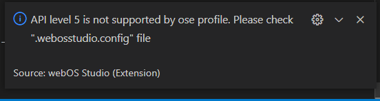 Error pop-up for mismatch between API level and the current profile