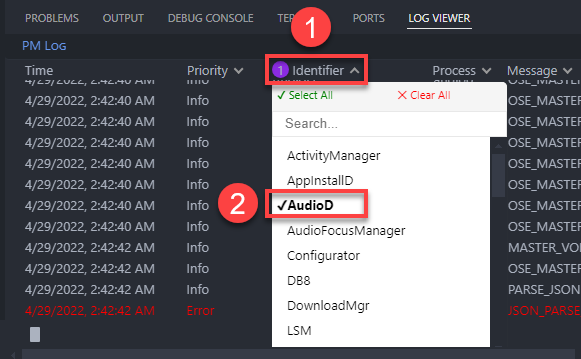 Filtering log messages