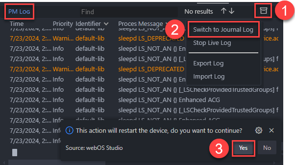 Switching the log format